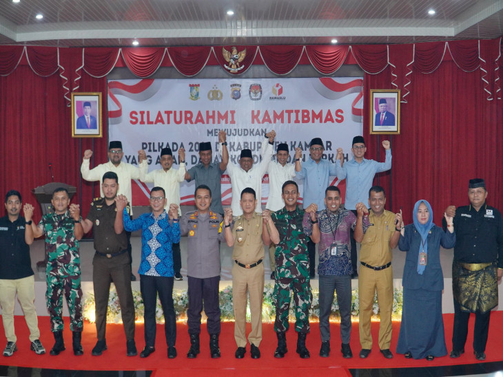Bersama Pj Bupati Kampar, Seluruh Paslon Bupati Hadiri Silaturahmi Pilkada Damai.